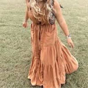 Free People Catch The Breeze Button down utility pocket maxi dress